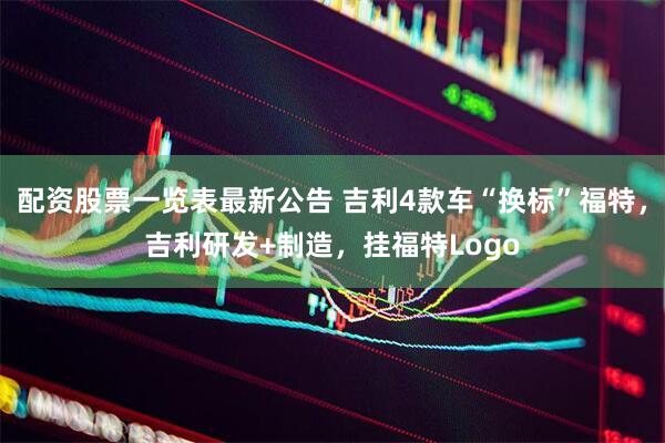 配资股票一览表最新公告 吉利4款车“换标”福特，吉利研发+制造，挂福特Logo